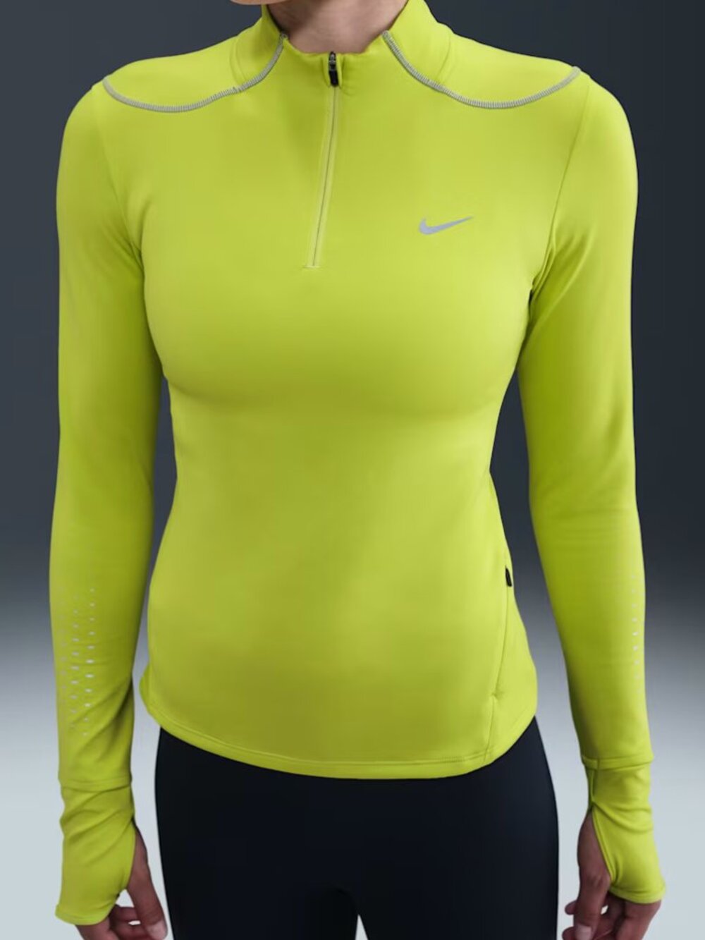 Nike Swift Women's Therma-FIT ADV 1/4-Zip Running Top Volt Green Reflective Med